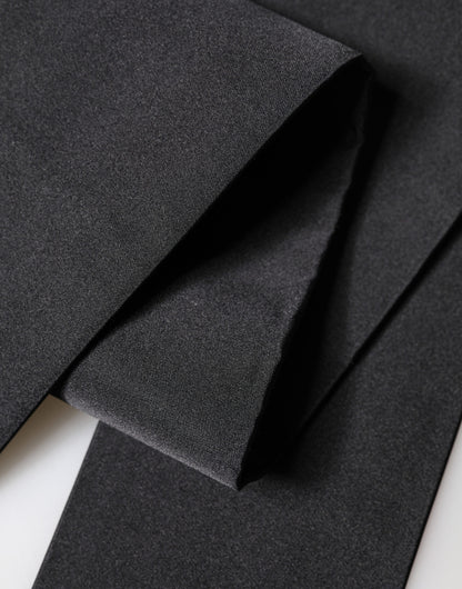 Black Silk Fringe Neck Wrap Foulard 160.5cm x 8cm  Scarf