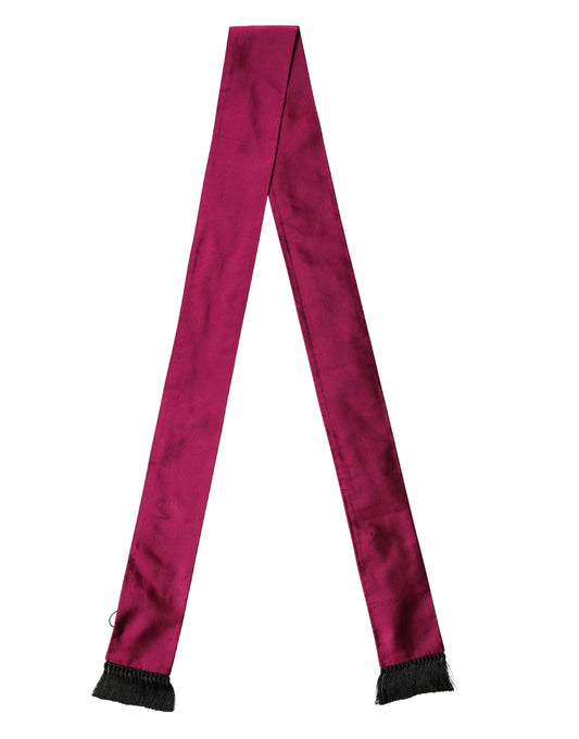 Burgundy Silk Fringe Neck Wrap Foulard 160.5cm x 8cm  Scarf