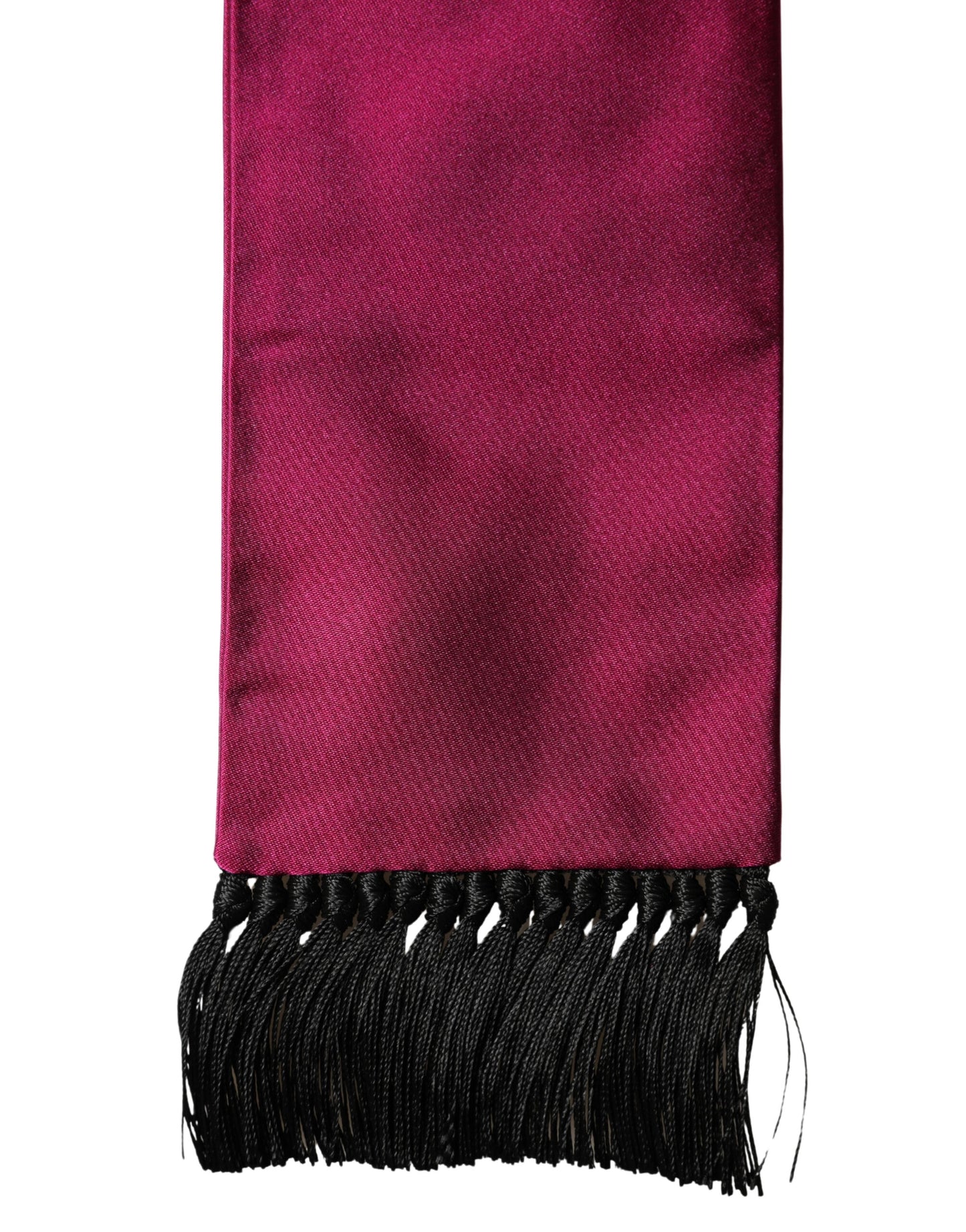 Burgundy Silk Fringe Neck Wrap Foulard 160.5cm x 8cm  Scarf