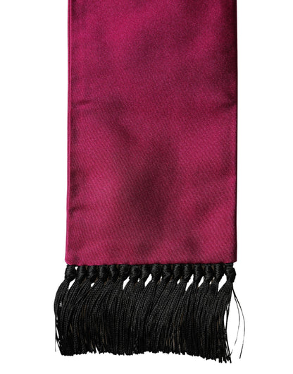 Burgundy Silk Fringe Neck Wrap Foulard 160.5cm x 8cm  Scarf