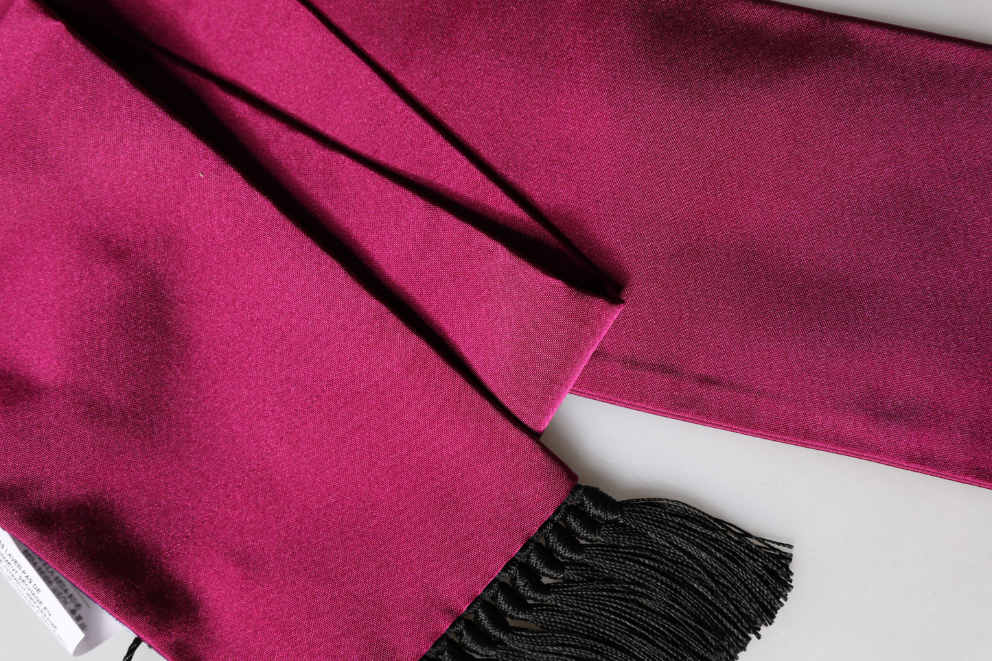 Burgundy Silk Fringe Neck Wrap Foulard 160.5cm x 8cm  Scarf