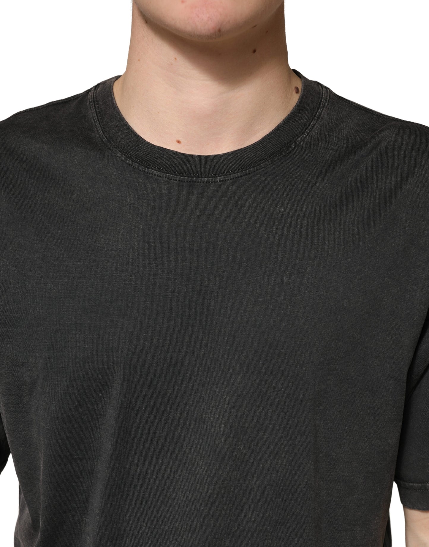 Black Cotton Crewneck Short Sleeve  T-Shirt