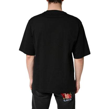 Black Cotton Crewneck Short Sleeve T-Shirt