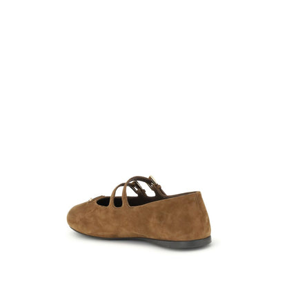 Beige Calf Leather Bos Taurus Ballet Flats