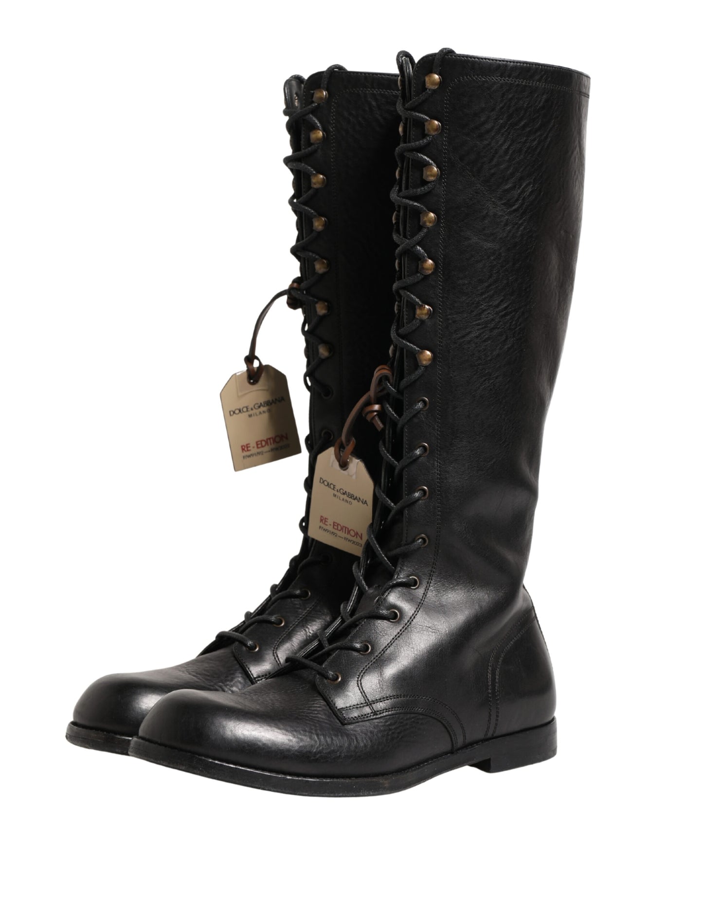 Re-Edition Black Leather Lace Up Boots Shoes