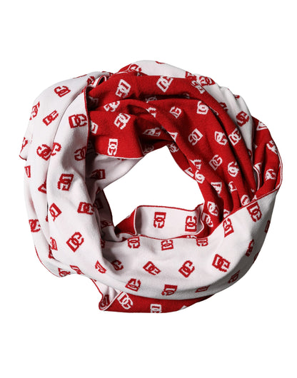 Red White Logo Print Foulard 201cm x 40.5cm  Men Scarf