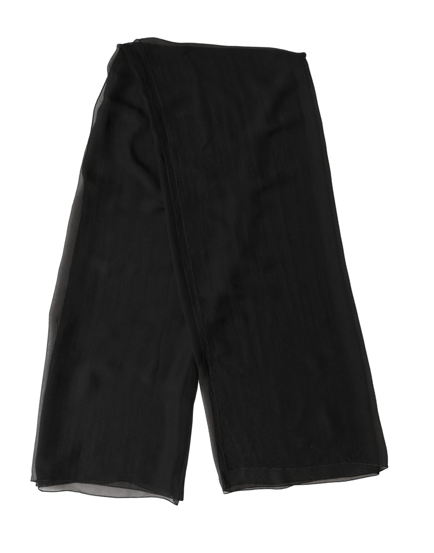 Black Silk Neck Wrap Shawl Stole 167cm x 126cm Scarf