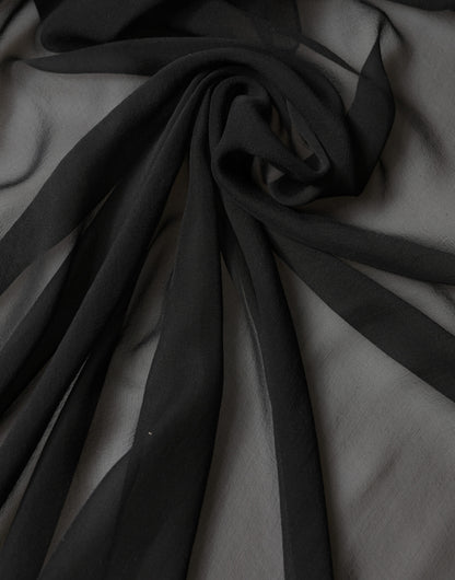 Black Silk Neck Wrap Shawl Stole 167cm x 126cm Scarf