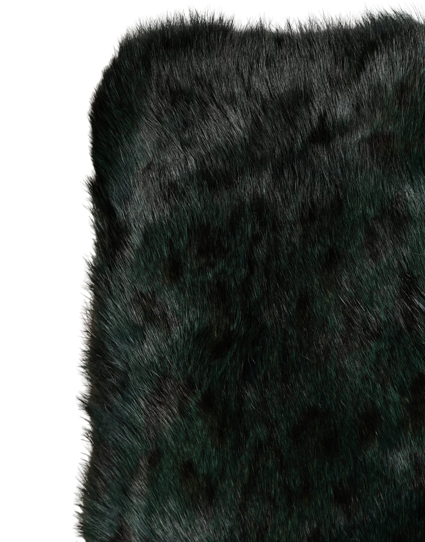 Black Green Stripe Fur Shawl Neck Wrap 180cm x49cm  Scarf