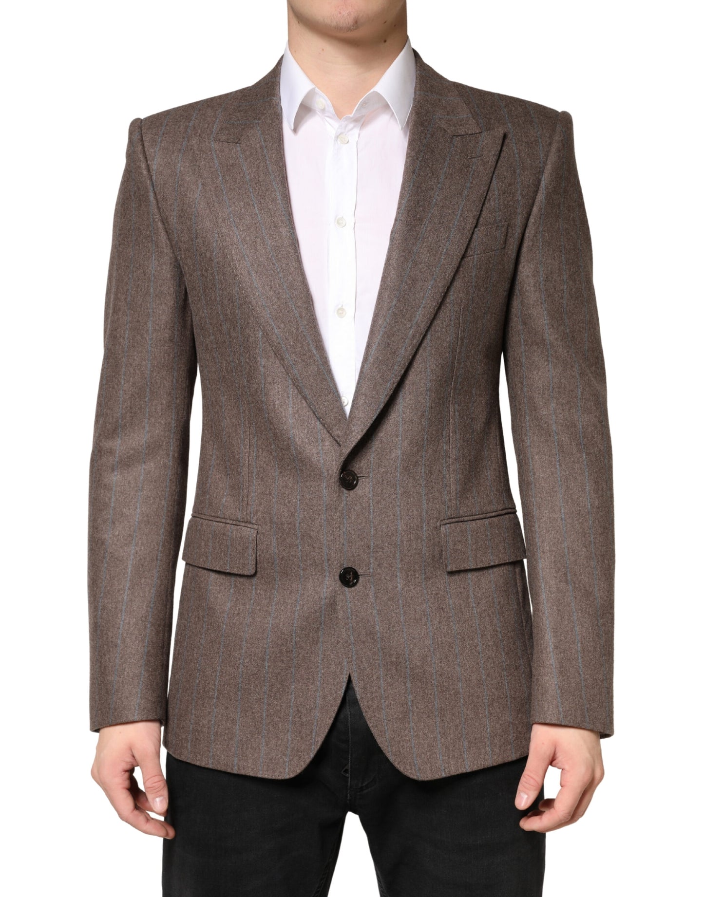 Brown Stripes Single Breasted Blazer