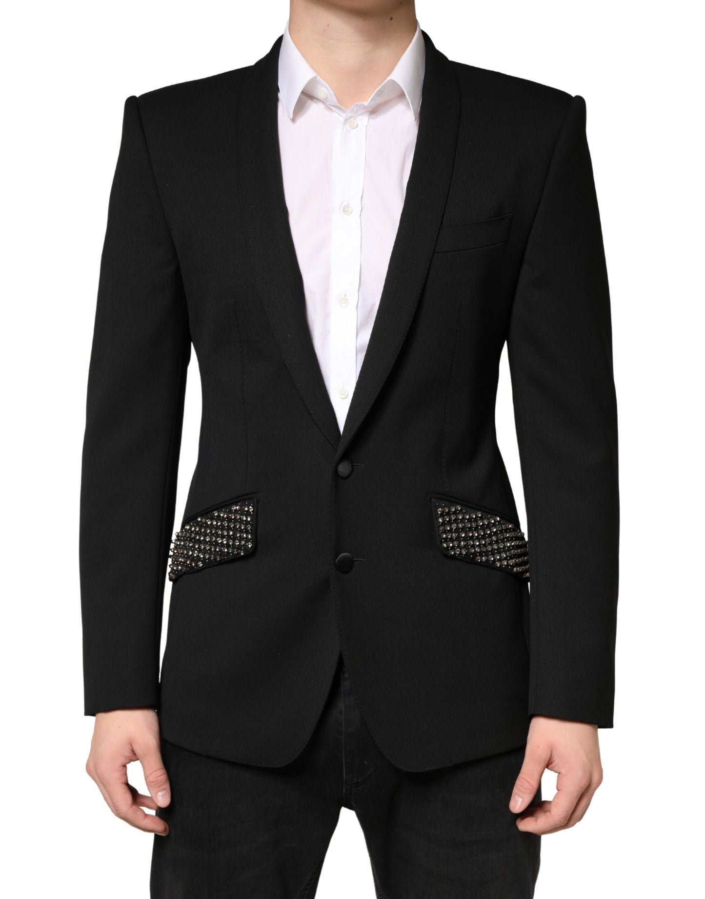 Black Embellished Single Breasted Blazer