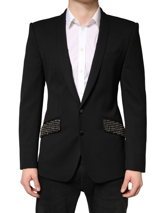 Black Embellished Single Breasted Blazer