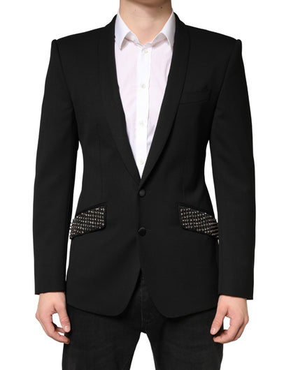 Black Embellished Single Breasted Blazer