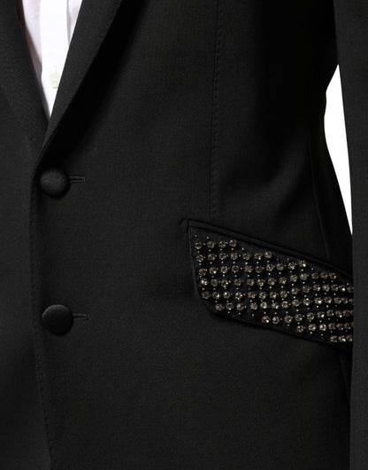 Black Embellished Single Breasted Blazer