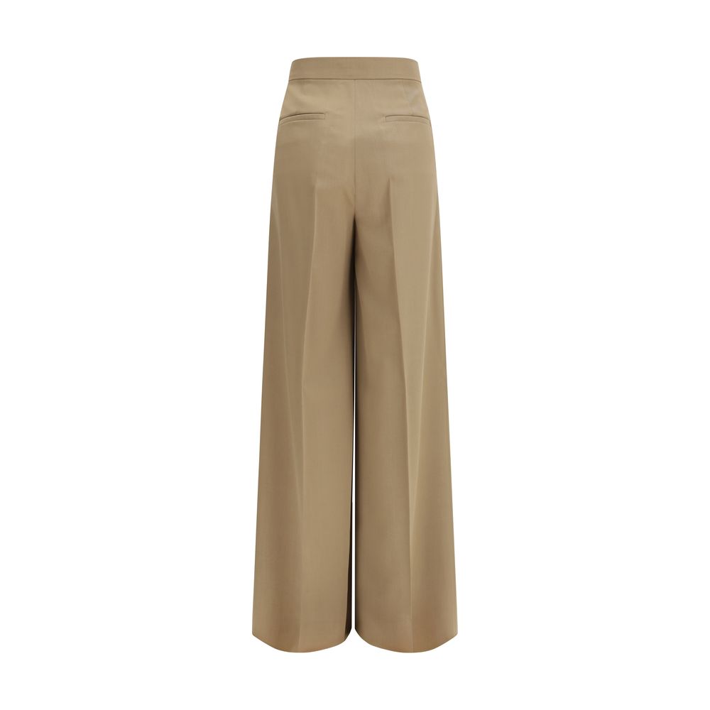 Beige Fleece Wool Casual Pants