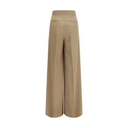 Beige Fleece Wool Casual Pants