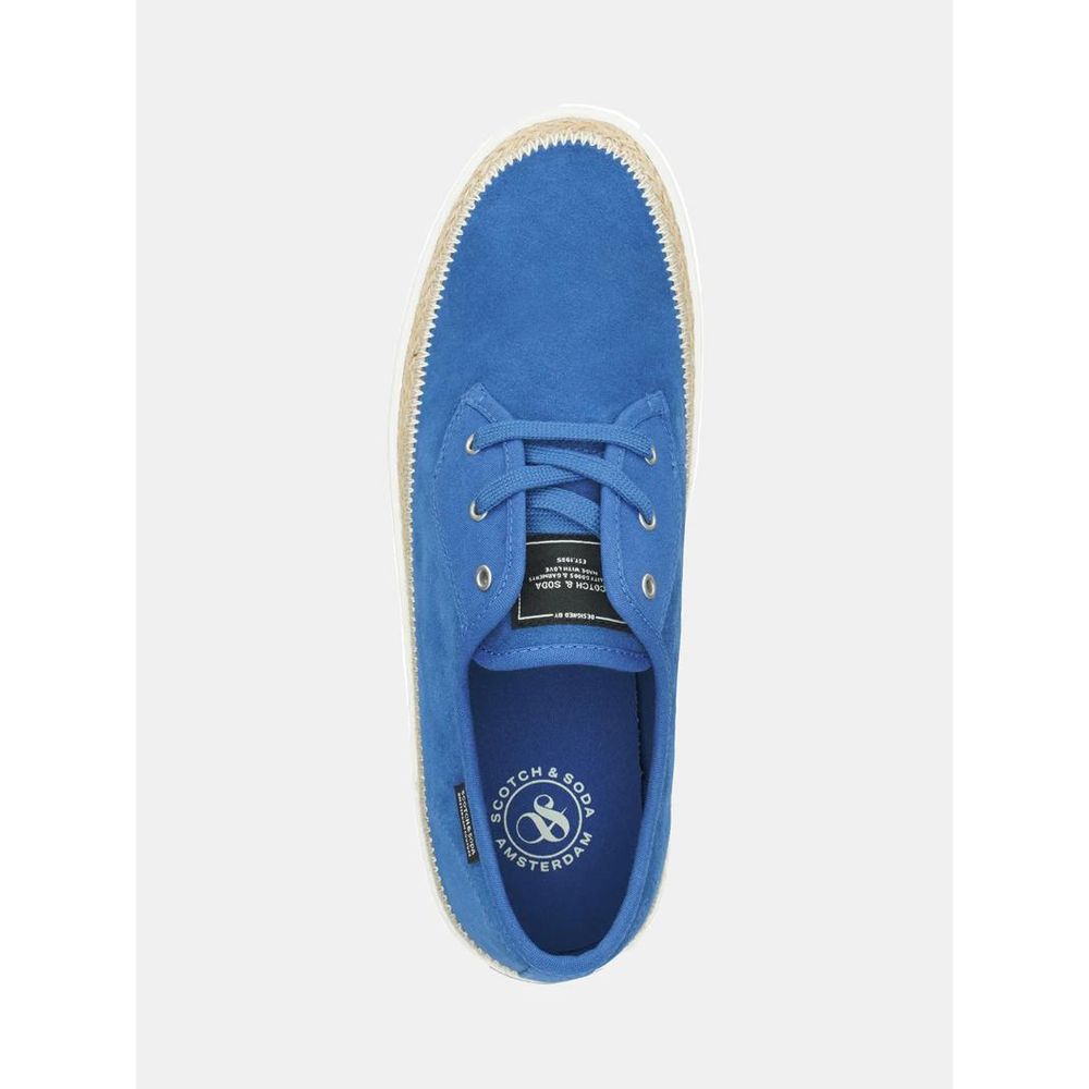 Blue Leather Low Top Sneakers