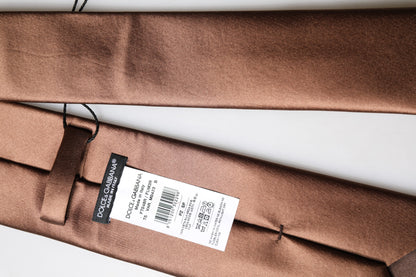 Brown Satin 100% Silk Wide Adjustable Men Necktie Tie