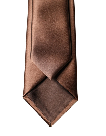Brown Satin 100% Silk Wide Adjustable Men Necktie Tie