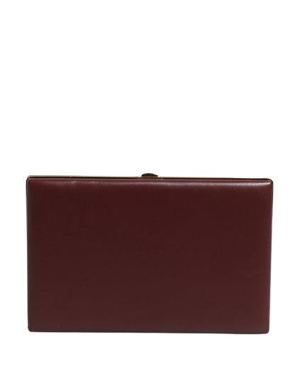 Brown Calfskin Leather Clutch Evening Women Purse Bag