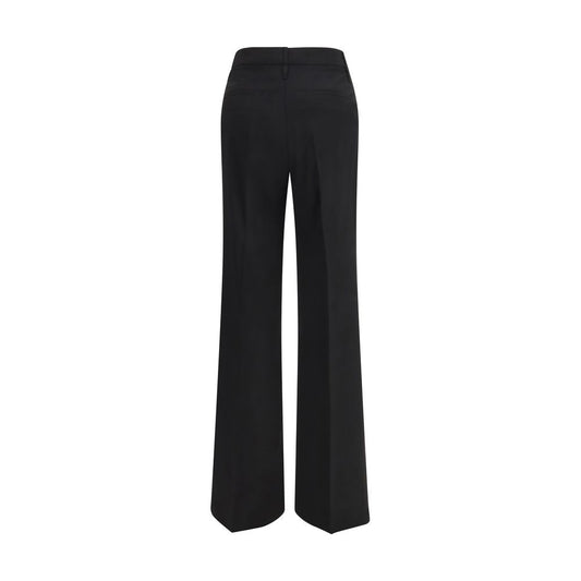 Black Fleece Wool Flared Pants