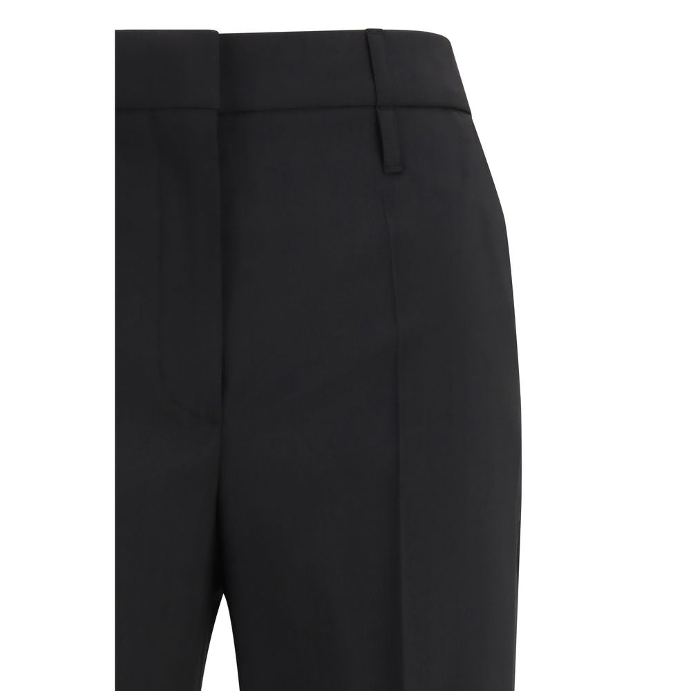 Black Fleece Wool Flared Pants
