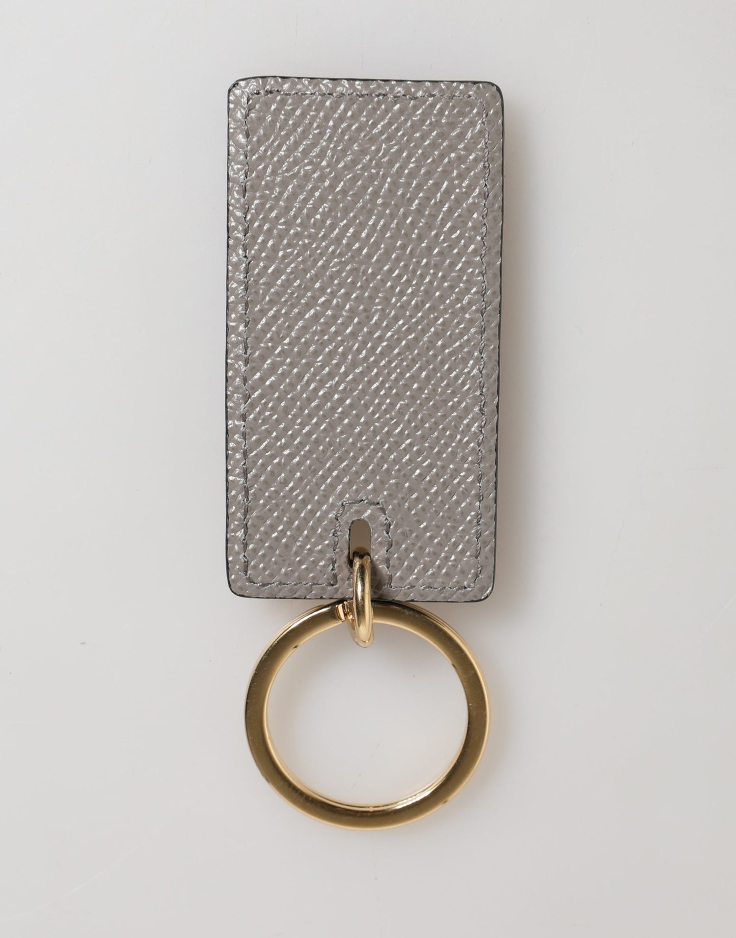 Gray Calf Leather D&G Logo Metal Ring Keyring Keychain