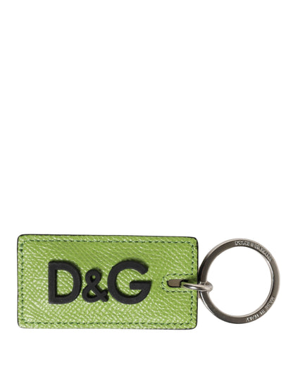 Green Calf Leather DG Logo Metal Ring Keyring Keychain