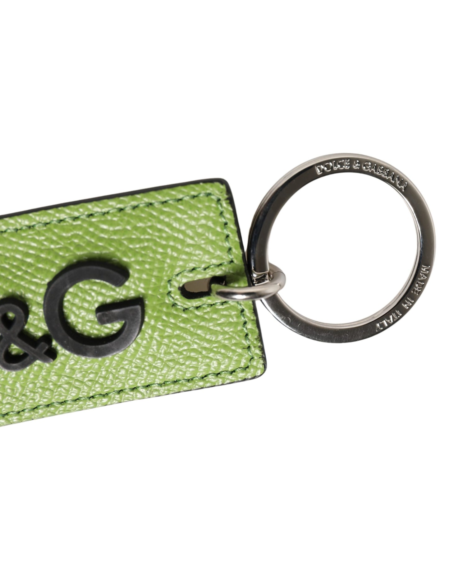 Green Calf Leather DG Logo Metal Ring Keyring Keychain
