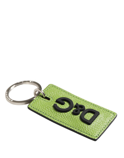 Green Calf Leather DG Logo Metal Ring Keyring Keychain