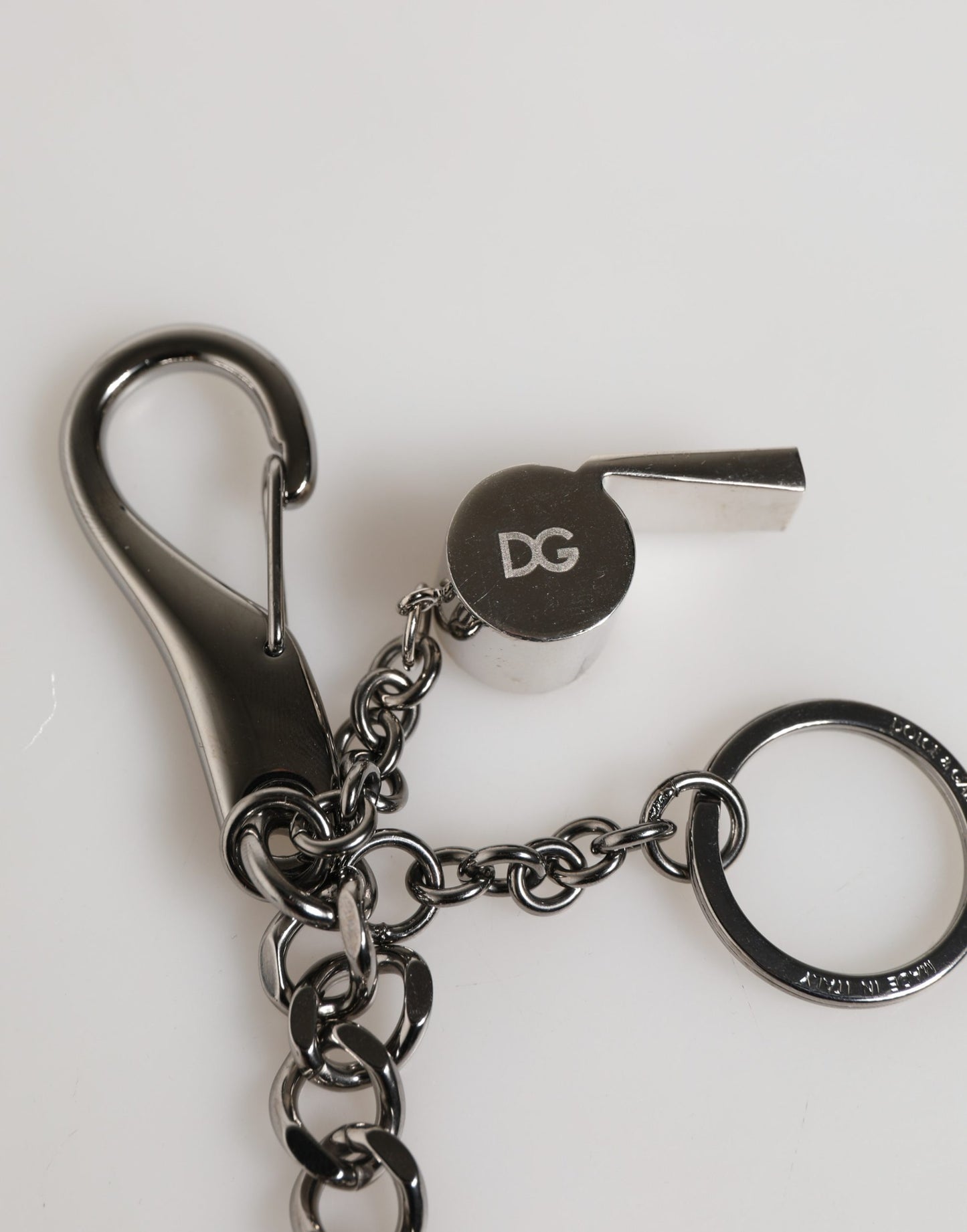 Silver Brass Metal DG Logo Crystal Ring Keyring Keychain