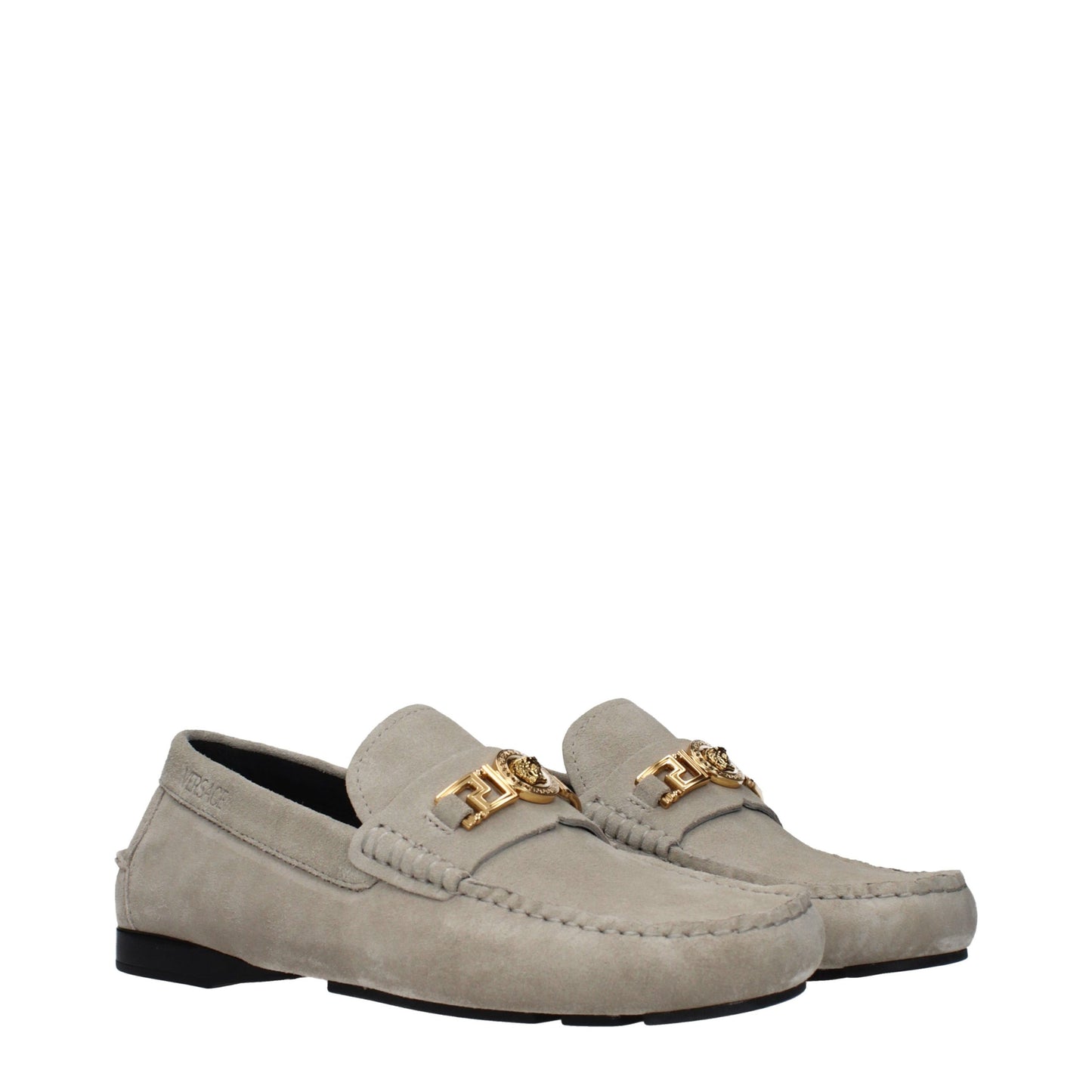 Gray Leather Slip-On Loafers