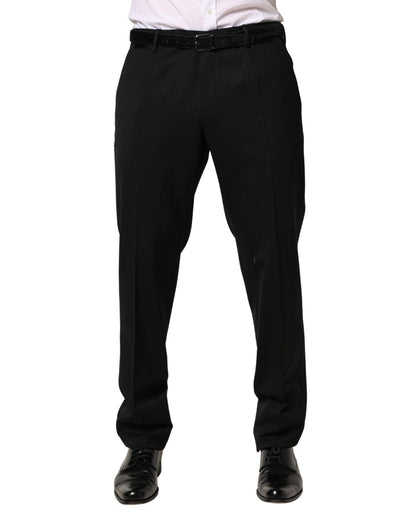 Black Wool Skinny Men Dress Trouser Pants