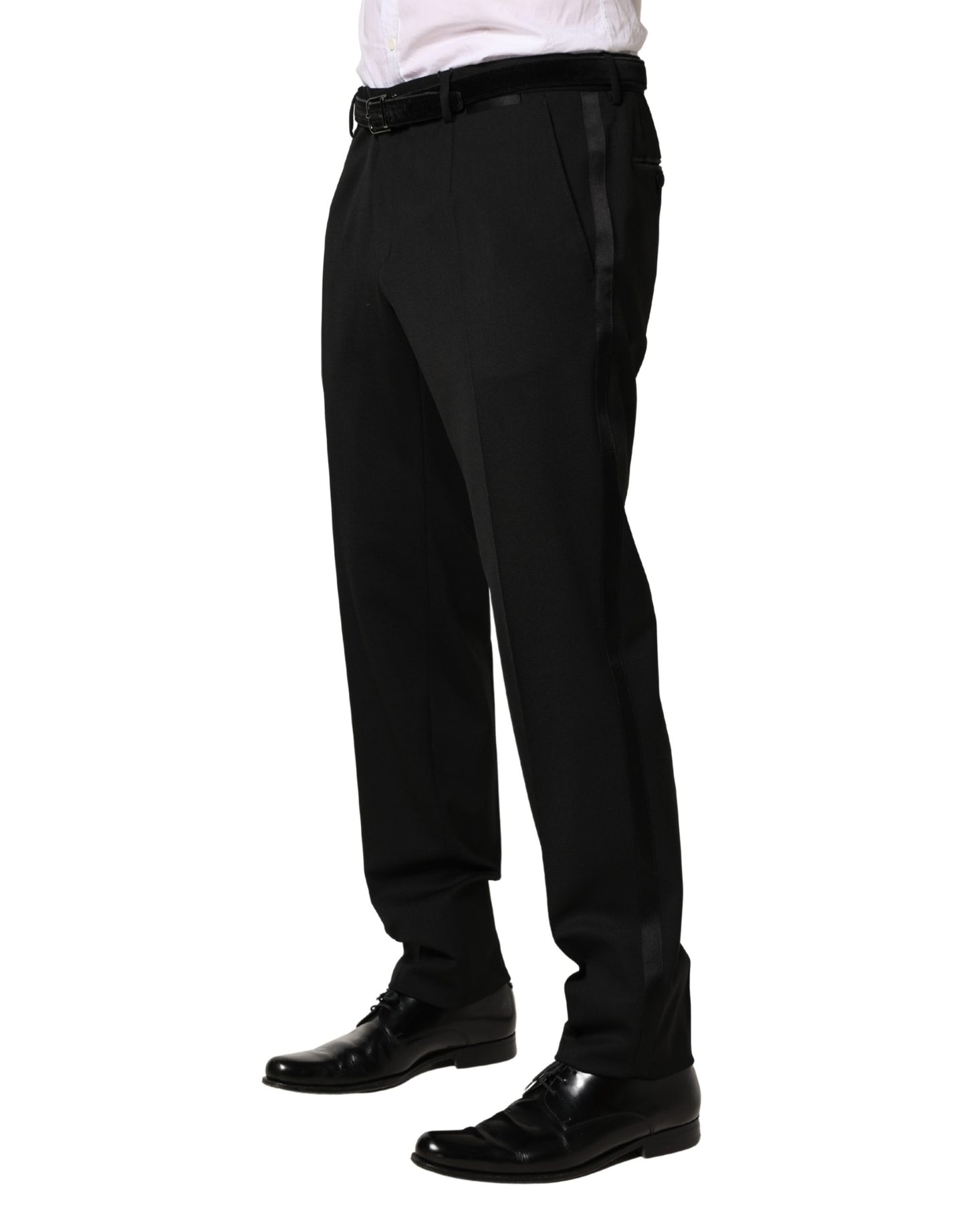 Black Wool Skinny Men Dress Trouser Pants