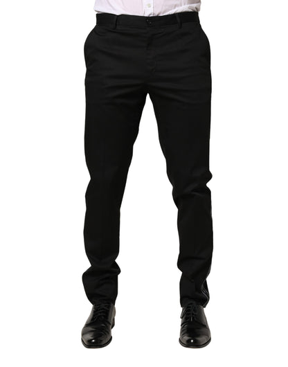 Black Cotton Skinny Men Dress Trouser Pants