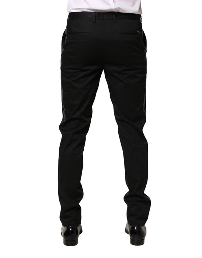 Black Cotton Skinny Men Dress Trouser Pants