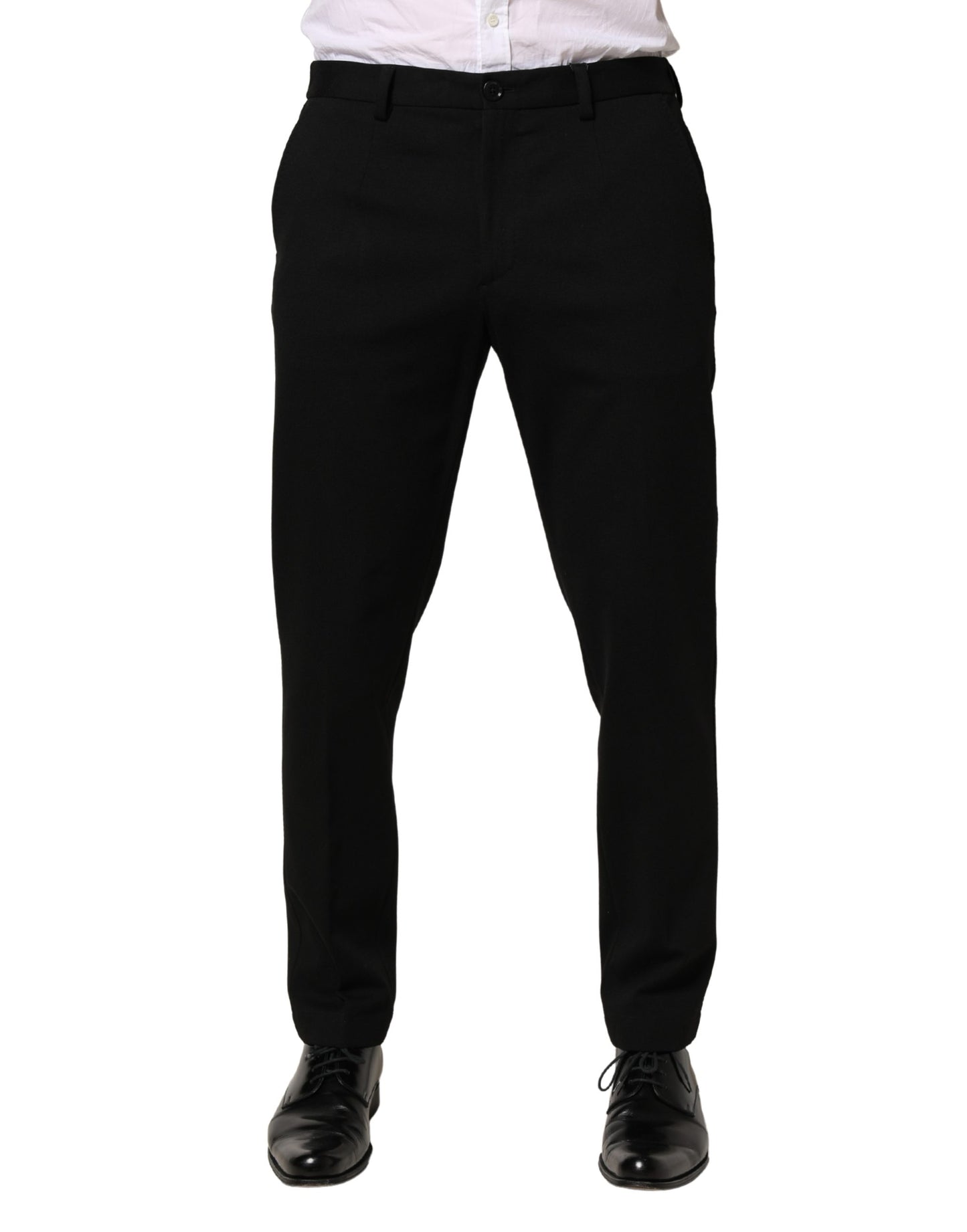 Black Wool Skinny Men Dress Trouser Pants