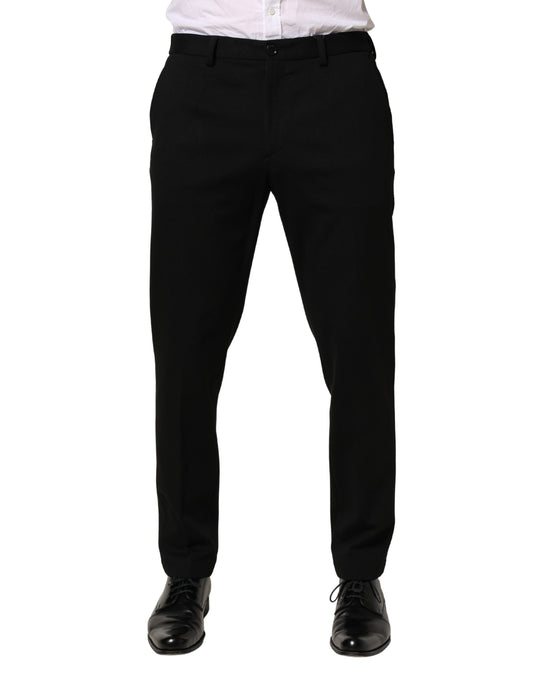 Black Wool Skinny Men Dress Trouser Pants