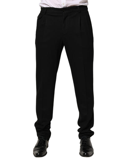 Black Wool Skinny Men Dress Trouser Pants