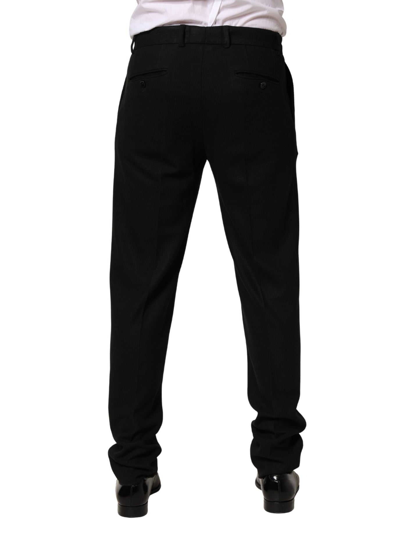Black Wool Skinny Men Dress Trouser Pants