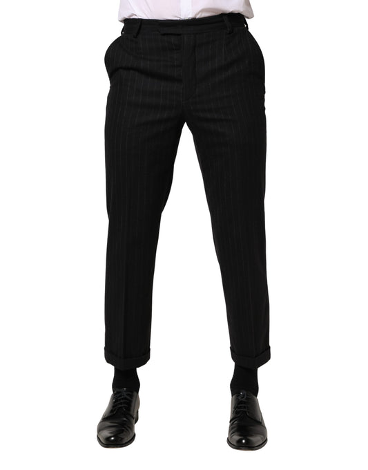 Black Stripes Wool Dress Formal Trouser Pants