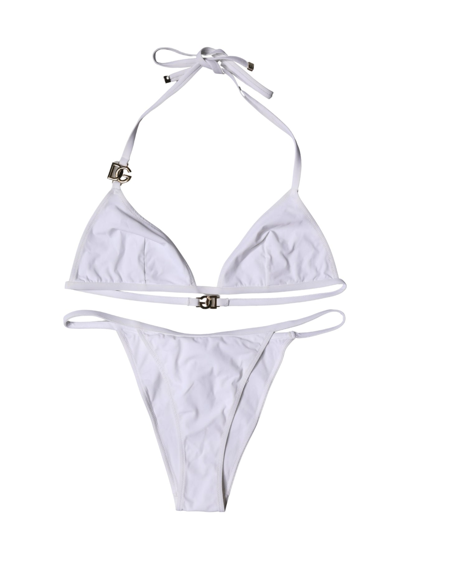White Logo Swimsuit 2 Piece Top Bottom Swimwear