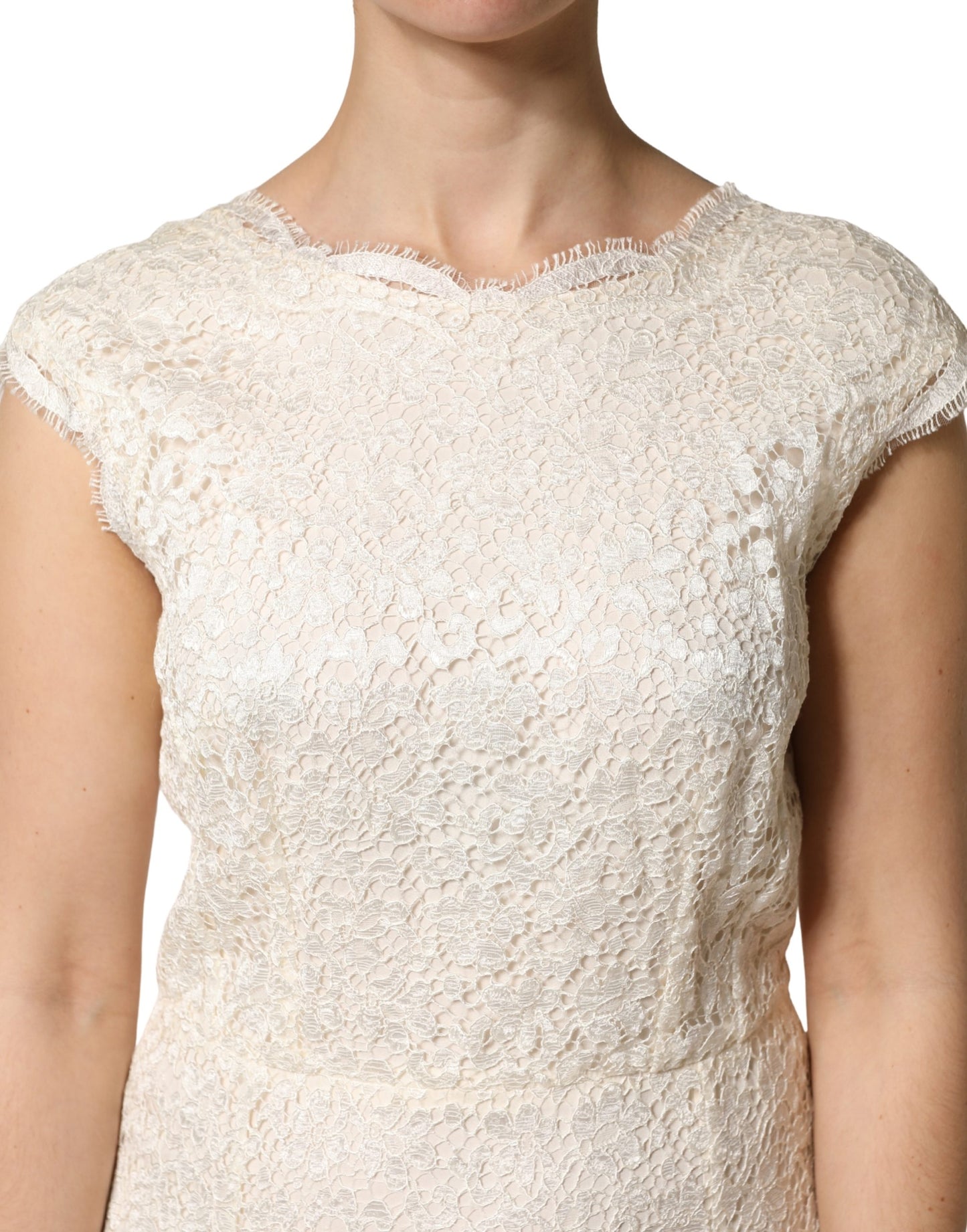 White Lace Viscose Sheath Long Gown Dress