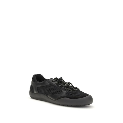 Black Polyester Athletic Sneakers