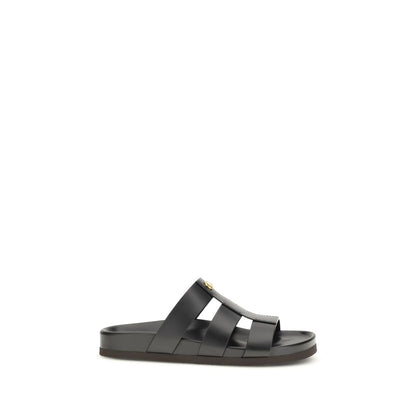 Black Calf Leather Bos Taurus Sandals