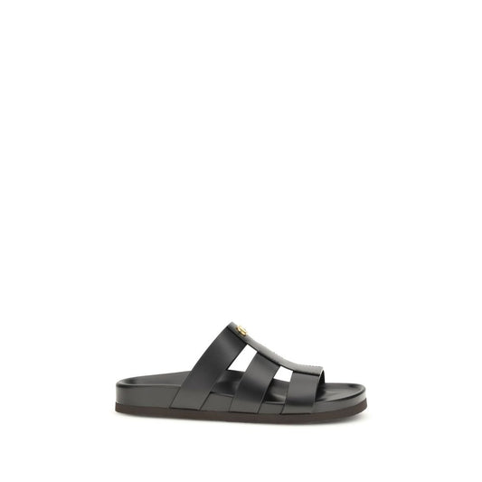 Black Calf Leather Bos Taurus Sandals
