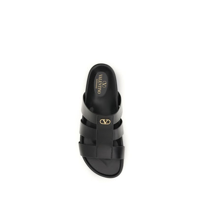 Black Calf Leather Bos Taurus Sandals