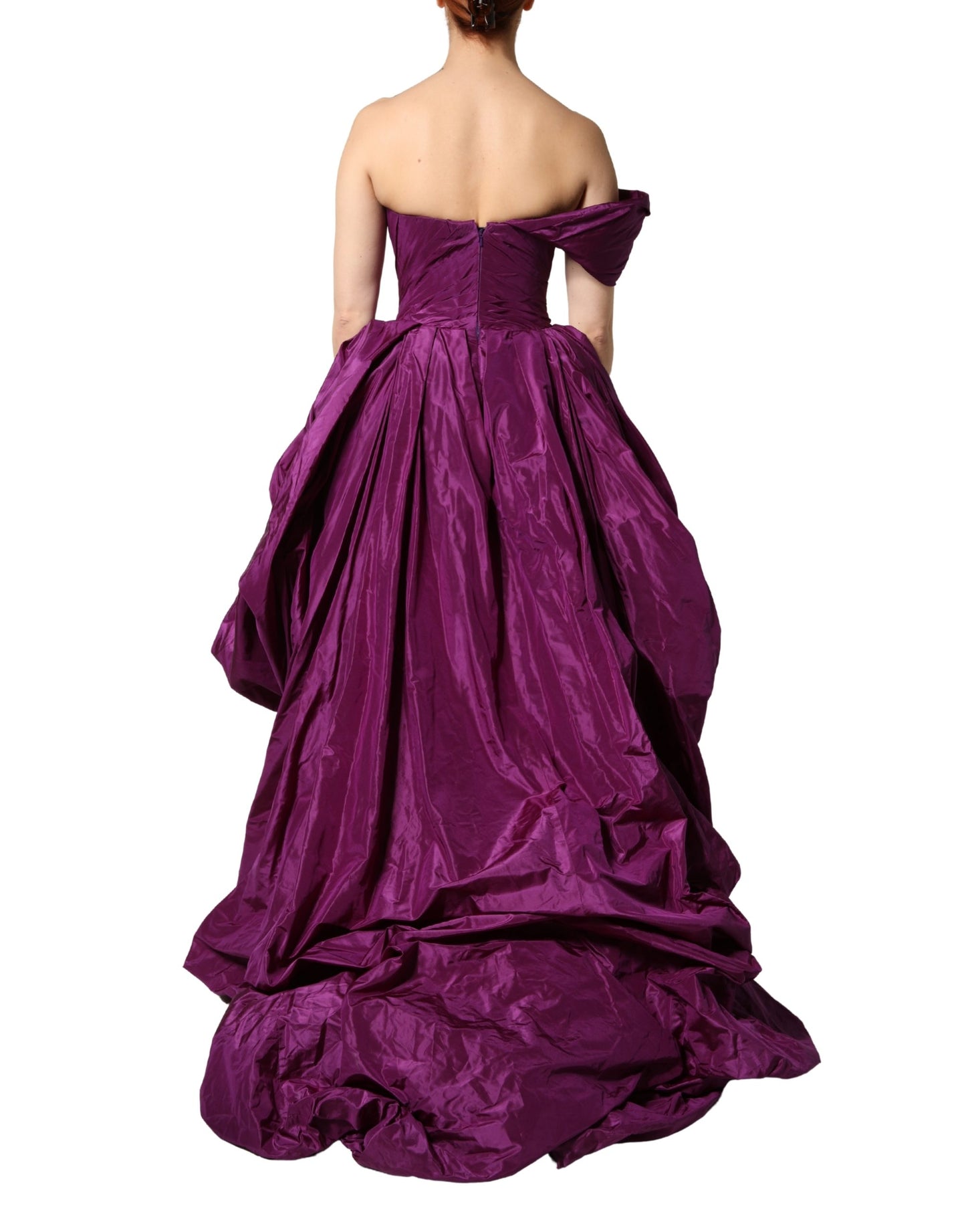 Purple Strapless A-line Asymmetric Dress