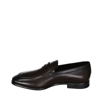 Brown Leather Slip-On Loafers