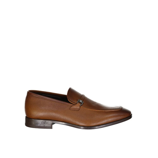 Brown Leather Slip-On Loafers